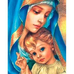 Diamond Painting Holy Mother   40 x 50 cm  ronde steentjes met kader