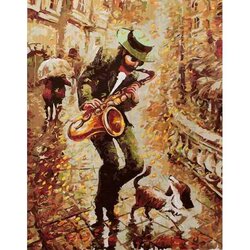 Diamond Painting Autumn BLues   40 x 50 cm  ronde steentjes met kader