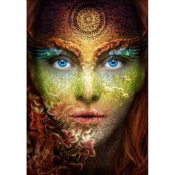 Diamond Painting Dame met Blauwe ogen 45x 65 Vierkante steentjes