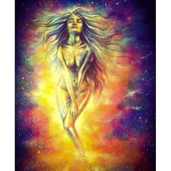 Stralende Dame  50 x 60  vierkante steentjes