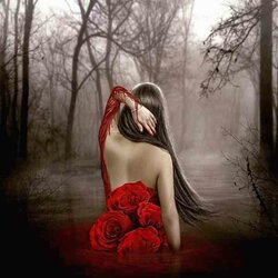 Dame rugzicht rozen   40 x 40  vierkante steentjes