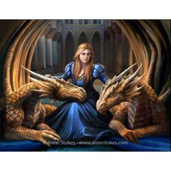 Anne Stokes, Fierce Loyalty, 70x100cm, 70 kleuren, Vierkante steentjes Full