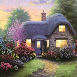 Diamond Painting Cozy House  50x50 Vierkante steentjes