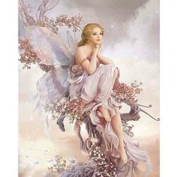 Diamond  Painting Witte Fee 50x65   Vierkante steentjes