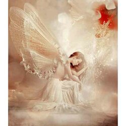 Diamond  Painting Knielende  Fee 50x60   Vierkante steentjes