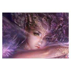 Diamond  Painting  Dromerig Meisje Paars  60 x 40  Vierkante steentjes