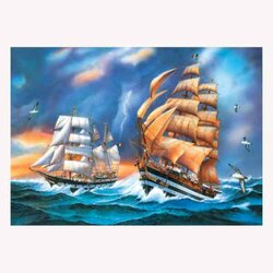 Diamond  Painting Zeilschepen 50x40 cm Vierkante steentjes