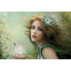 Diamond  Painting Lentemeisje 60 x 40  cm Vierkante steentjes