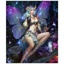 Diamond  Painting Paarse  Fee 40x50 cm Vierkante steentjes