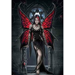 Diamond  Painting Gothic Fee Rode vleugels  50x 70 cm Vierkante steentjes