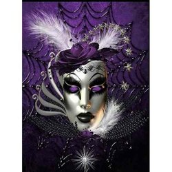 Diamond  Painting  Masker paars  40 x 50 cm Vierkante steentjes