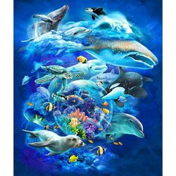 Diamond Painting Tami Alba, Sea World Globe, Vierkante  Steentjes 80x95