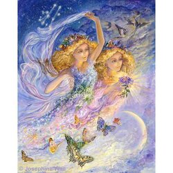 Josephine Wall  Tweeling  90x72 cm  170 kleuren vierkante steentjes