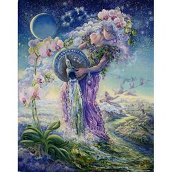 Josephine Wall, Waterman, 90x72cm, 175 kleuren ronde steentjes