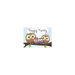 Diamond Painting Owl Family 38x27 cm vierkante steentjes