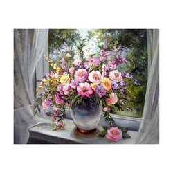Diamond Painting Window Bouquet vierkante steentjes  48x38 cm WD006