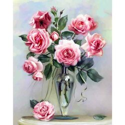 Diamond Painting Roses on the Marble Table 38x48 cm WD2454