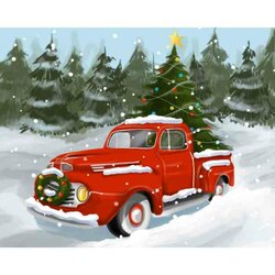 Diamond Painting Christmas pickup 50x40 vierkante steentjes