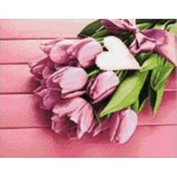 Diamond Painting Tulips and Love  48x38 cm vierkante steentejs