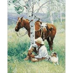 diamond Painting Hunter at Rest 38x48 cm vierkante steentjes