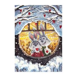 Diamond Painting Rabbits' Cosy Home 27x38 cm vierkante steentjes