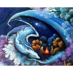 Diamond Painting kit Dragon guardian  50x40 cm Vierkante Steentjes