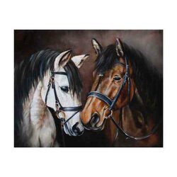 Diamond  Painting 2 paarden  Tenderness 48 x38 cm vierkante steentjes