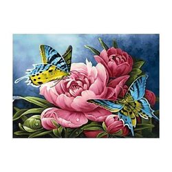 Diamond  Painting  Butterflies and Peonies 38x27 cm vierkante steentjes