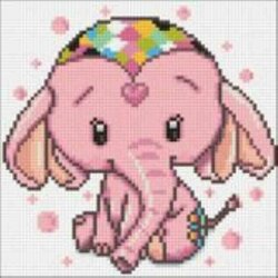 Diamond  Painting Pink elephant 20x20 vierkante steentjes