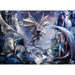 Anne Stokes - Silver Dragon Collage-  Puzzel 1500 stukjes