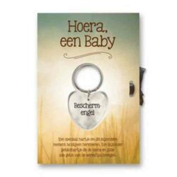 Gelukshart Sleutelhanger Giftcard Hoera een Baby