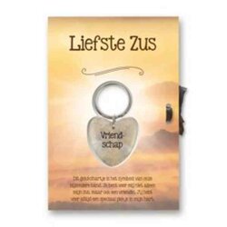 Gelukshart Sleutelhanger Giftcard / Wenskaart Liefste zus