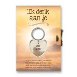 Gelukshart Sleutelhanger Giftcard / Wenskaart  Ik denk aan je