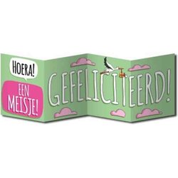 Wenskaart Surprise Card - Geboorte Meisje 17 CM