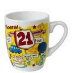 Paper Dreams Mok Cartoon-stijl 21 Jaar Keramiek 325ml Groen/wit