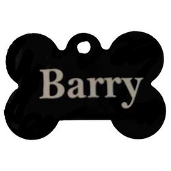 Aluminium Naamplaatje Zwart Hondenbot 4x3 cm ( naam naar keuze )