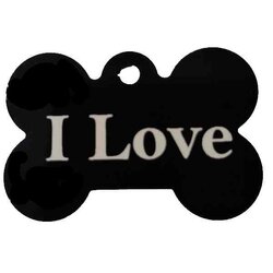 Aluminium Naamplaatje Zwart Hondenbot 4x3 cm Love