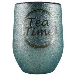 Mok Glitter groen zwart   360 Ml Tea Time
