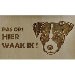 Hier Waak ik Jack Russel 25x15 Cm ( Berkenhout )