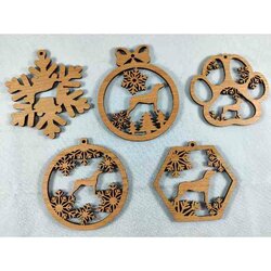 Rodhesian Ridgeback Kerstboomversiering Set van 5 