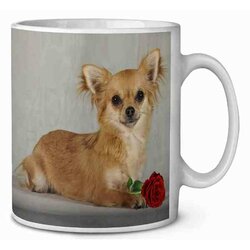 Chihuahua met rode roos Koffie-thee mok