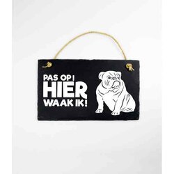 Leisteen Dieren - Engelse Bulldog / Spreuktegel
