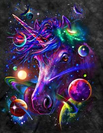 Diamond Painting Cosmic Unicorn 70x90  55 kleuren  vierkante steentjes