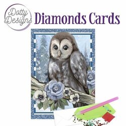  Dotty Designs Diamond Cards - Wenskaart  Owl with ice flowers in the snow