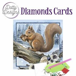 Dotty Designs Diamond Cards -Wenskaart  Squirrel in a snowy landscape