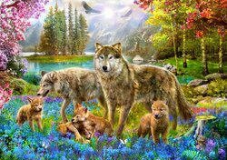 Spring Wolf Family  - Puzzel - 1500 Stukjes