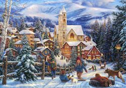 Chuck Pinson - Sledding To Town Puzzels 1000 Stukjes