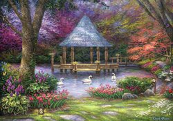 Chuck Pinson - Swan Pond Puzzel 1000 Stukjes