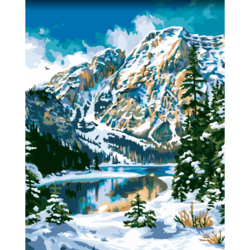 Diamond painting op kader  40x50 cm Winter in the mountains 