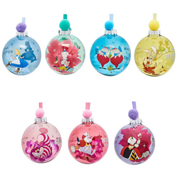 ALICE IN WONDERLAND - Set of 7 Xmas Baubles